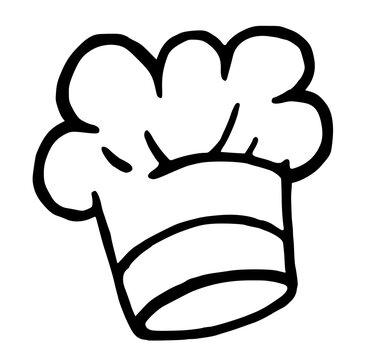 chef hat chefs headwear cooking vector icon white outline illustration