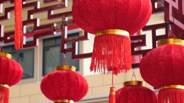Decoration of Red lanterns during Lunar New Year