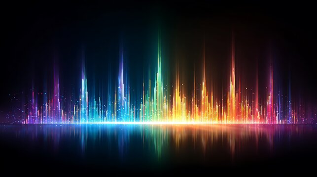 Vibrant Sound Wave Spectrum With Rainbow Colors high resolution image