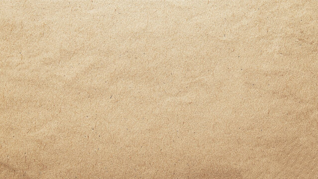 Background of brown kraft paper or cardboard texture. Abstract pattern of beige rough carton, old paper sheet, parchment or papyrus surface, vector realistic illustration. 