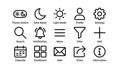 Fototapeta premium Set of minimalist user interface icons for mobile and web applications