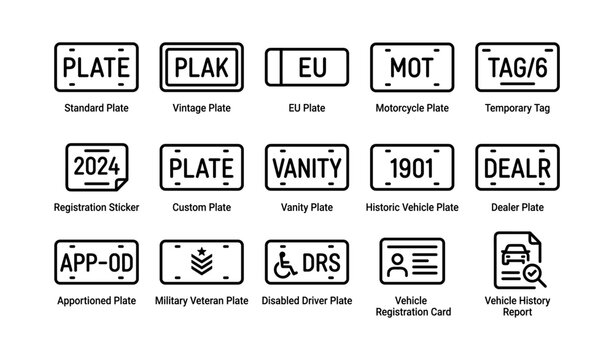 Variety of vehicle license plates and related items