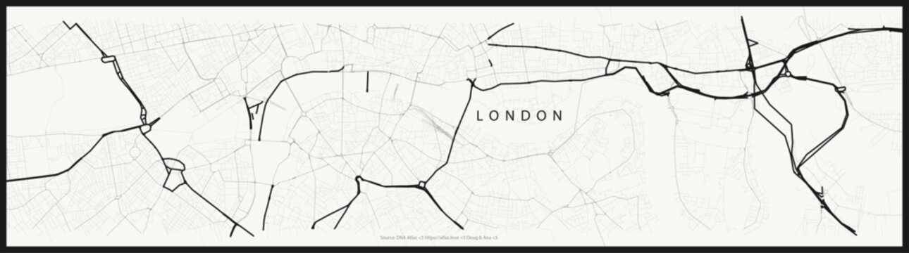 London Road Network ? Ink Cartographic Line Art