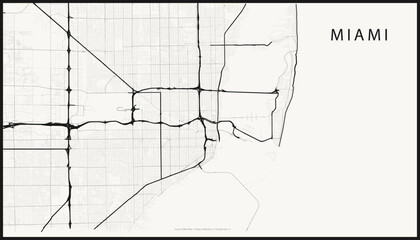 Obraz premium Miami Road Network ? Ink Cartographic Line Art