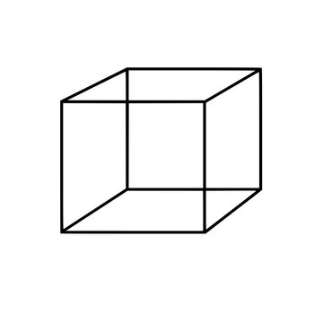 Geometric Cube Wireframe Line Vector Minimal 3D Cube Outline Illustration