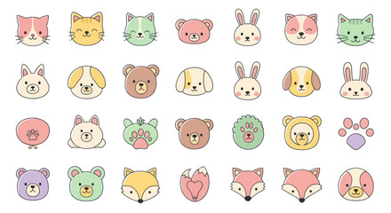 Obraz premium Cartoon animal faces collection