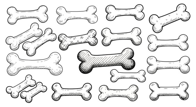 Hand Drawn Dog Bone Treats Illustration Set