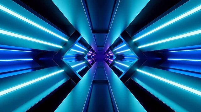 Futuristic neon light tunnel