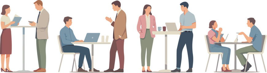 Fototapeta premium People interacting and working in public cafeteria or coworking space environment
