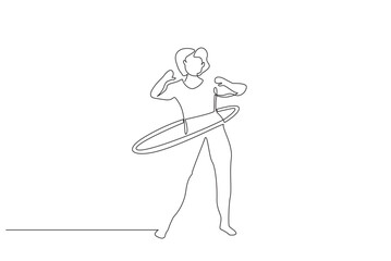 woman person hoop hula pilates physical exercise aerobics sport one line art design © Ali