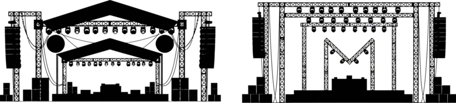 contemporary concert stage designs with lighting and speakers for live music performances