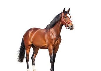Obraz premium A brown horse with a black mane and tail isolated on transparent background