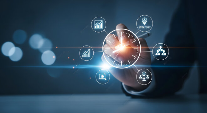 effective time management for business growth | digital corporate strategy and planning tools | productivity and efficiency in modern workplace | executive leadership strategic vision concept