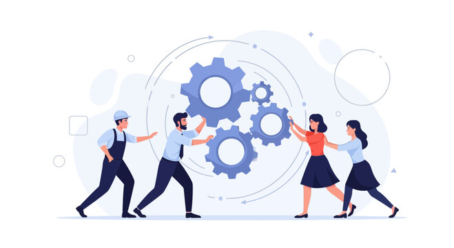 Teamwork Gears Collaboration Business People Working Together