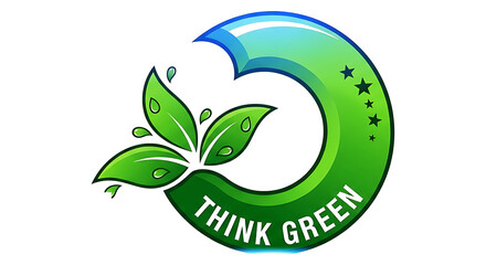 Obraz premium A vibrant green swirl with leaves and stars promoting environmental awareness on transparent background