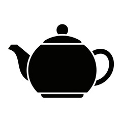 Obraz premium Black Teapot Silhouette Icon Vector - Simple Kitchenware Symbol for Hot Beverage