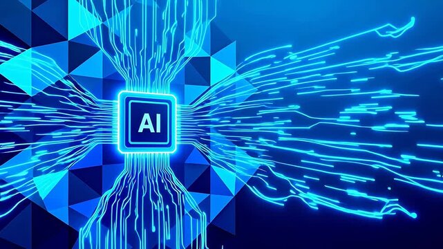 AI chip with glowing circuit connections