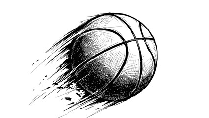 Basketball flying with motion speed lines sketch illustration © progoz
