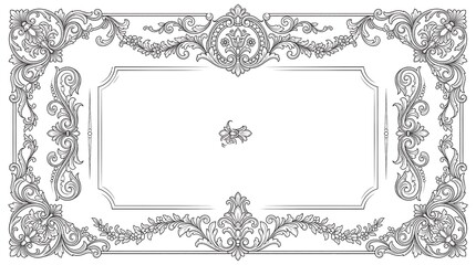 Fototapeta premium Elegant vintage baroque ornamental frame border design with floral swirls and classic symmetry