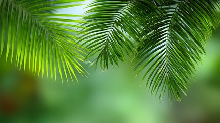 Obraz premium Palm Tree Leaves Green Tropical Foliage High Resolution Image