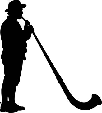 Alphorn Player Silhouette &ndash; Flat Vector Plotter Cut File