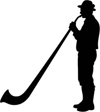 Alphorn Player Silhouette &ndash; Flat Vector Plotter Cut File