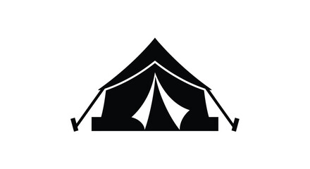 Simple black outline of a camping tent minimalist design silhouette © Rabbi