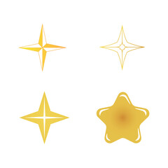 Obraz premium Golden star and sparkle vector icons set with elegant luxury gradient effect on white background