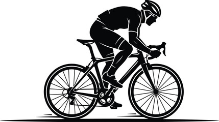 Fototapeta premium Road Cycling Silhouette Illustration Vector Featuring Aerodynamic Bicycle Rider, Sports Symbol, and Marketplace Success for Creative Projects