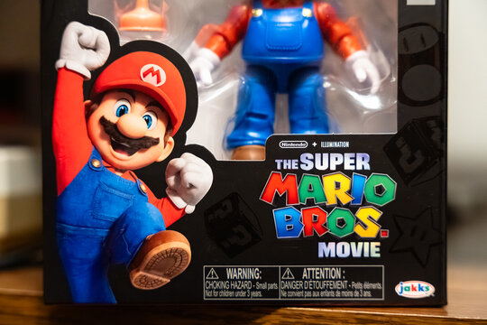 Super Mario Bros. Movie toy box on a shelf, Sedalia, Missouri. December 2025
