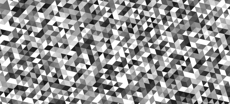 Abstract geometric background featuring a mosaic of small triangles in grayscale tones.