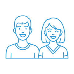 Fototapeta premium Smiling couple line art illustration