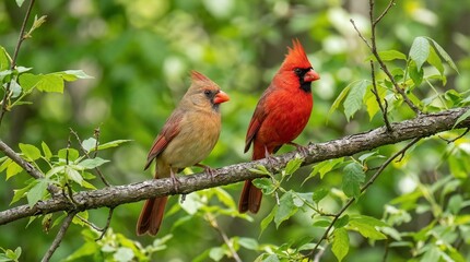 Northern Cardinal Pair in Spring