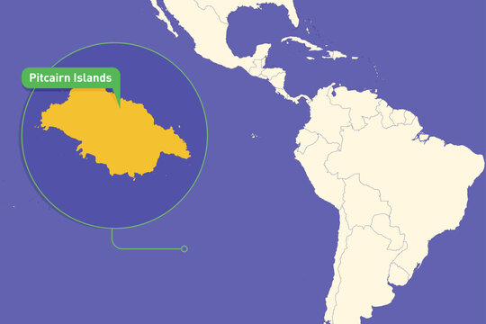 Highlighted infographic map illustration of Pitcairn Islands, ideal for education, travel guides, and geography presentations.