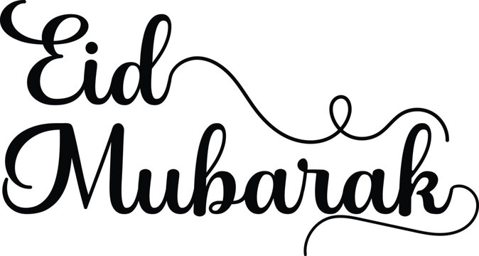 Eid Mubarak Celebration: A beautifully stylized Eid Mubarak in elegant script conveys heartfelt wishes for a blessed celebration, embodying the spirit of joy, unity, and shared goodwill.