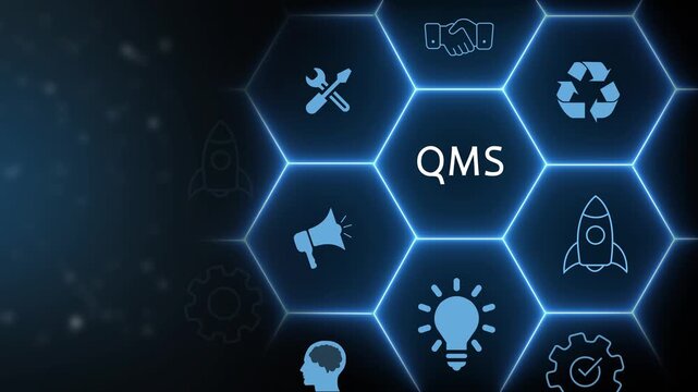 Quality Management System Concept with QMS Acronym and Business Icons image photo