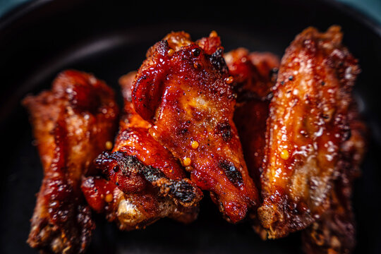 Spicy barbecue chicken wings with glaze