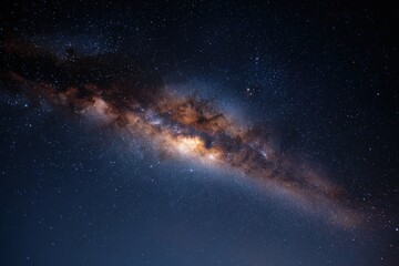 Obraz premium Milkyway closeup galactic core bright band starfield dense dust lanes and nebulous glow across night sky
