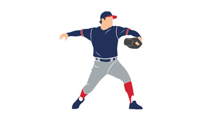 Fototapeta premium Dynamic Baseball Pitcher Ready to Throw the Ball During a Sports Game Wearing Uniform