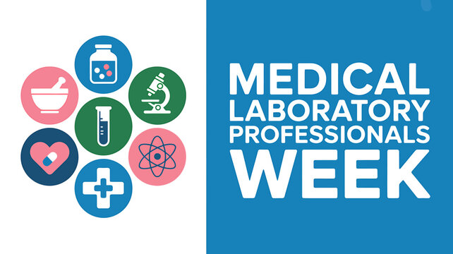 Medical laboratory professionals week awareness campaign icons and text on white background