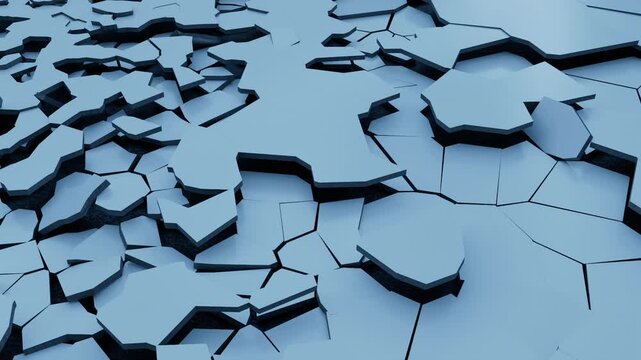 floor surface cracks and breaks falling down pieces, for title and logo template voronoi, blue black