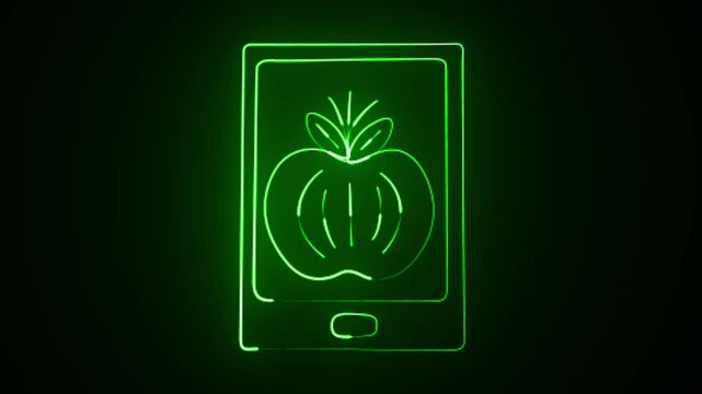 Neon Green Smartphone with Apple Icon and Glowing Digital Border
