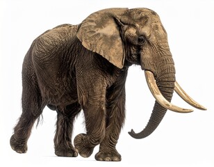 Obraz premium Big male elephant on white background