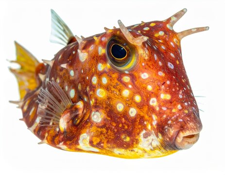 Red boxfish on white background