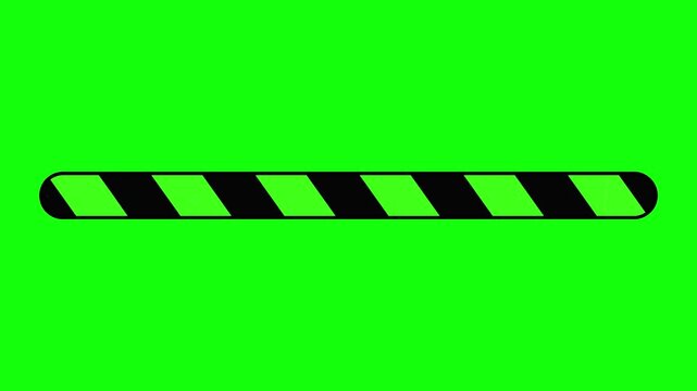 Industrial Warning Progress Bar Animation on Green Screen &ndash; Loading Strip with Black and Yellow Hazard Stripes