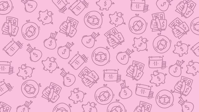 Finance concept money savings with piggy bank and coins pattern background
