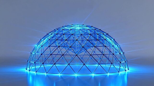 Blue Geometric Dome with Light Effects