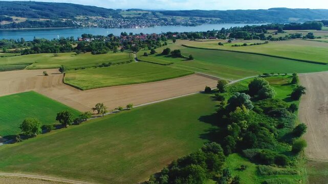 aerial view beside the Bodensee or lake constance on a sunny summer day on the west side of the lake 