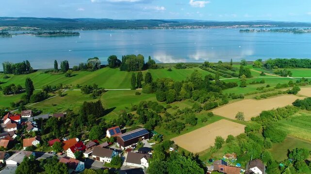 aerial view beside the Bodensee or lake constance on a sunny summer day on the west side of the lake 