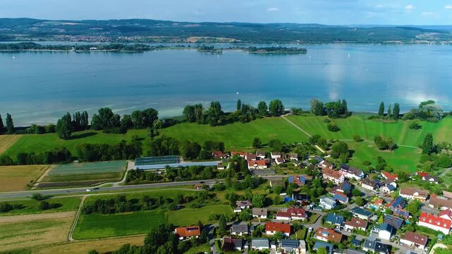 aerial view beside the Bodensee or lake constance on a sunny summer day on the west side of the lake 